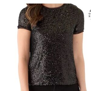 NWT Anne Klein Black Sequin Party Top with lining Sz S